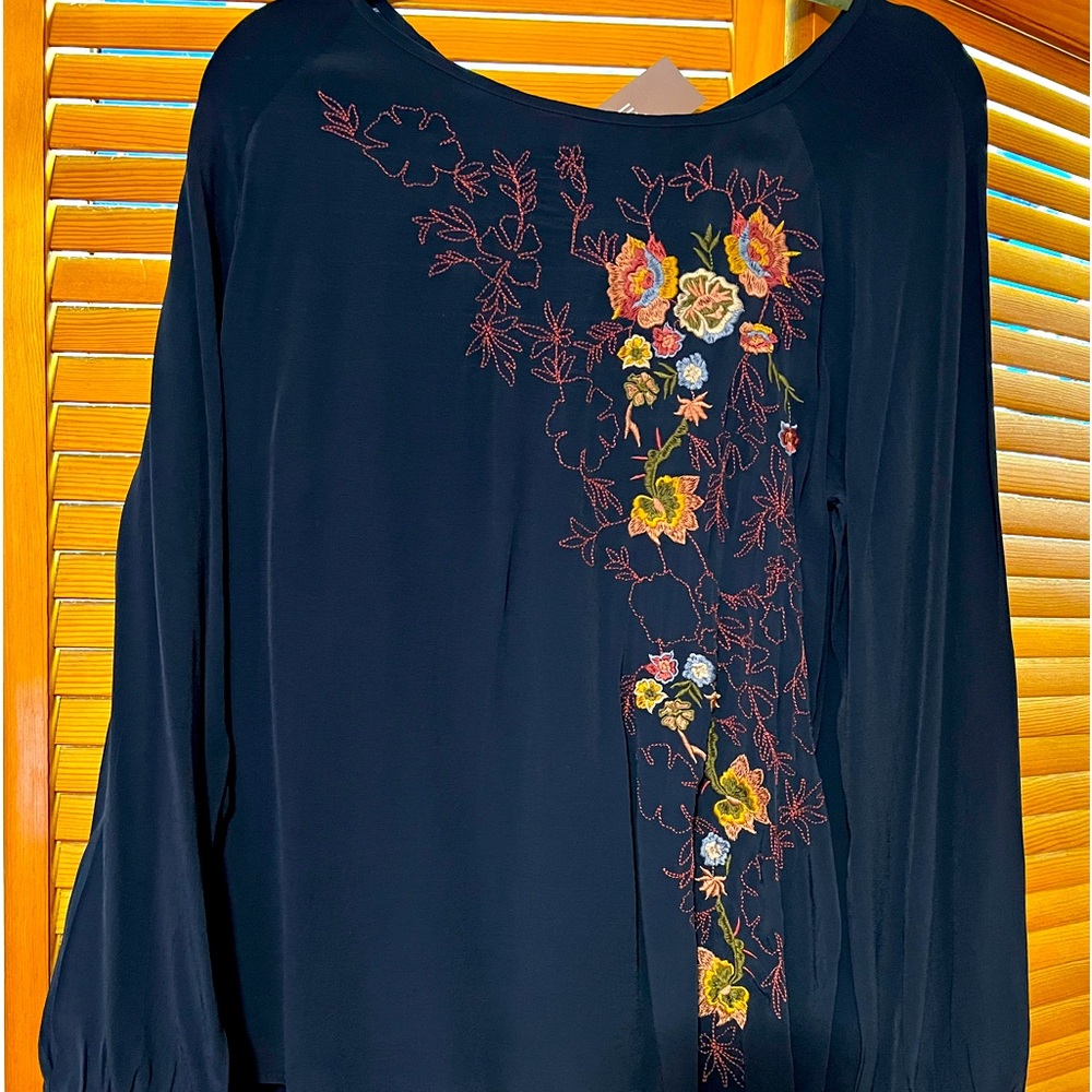 Embroidered Long-Sleeve Blouse
